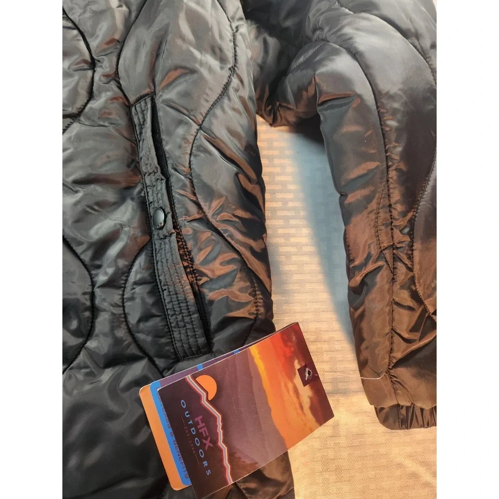 NEW! HFX Outdoors Men's Quilted Water Resistant Puffer Coat Hooded Black XL